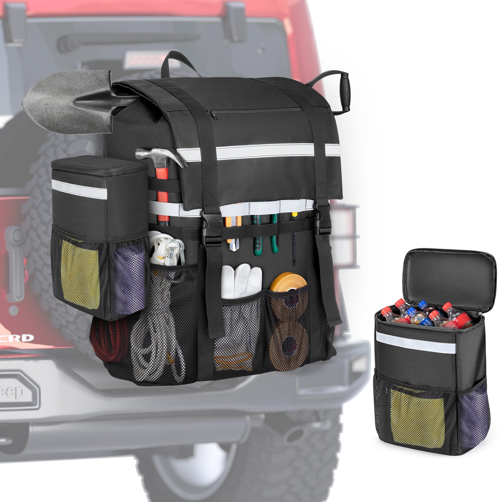Marscamd Spare Tire Trash Bag with a Car Trash Can, Black