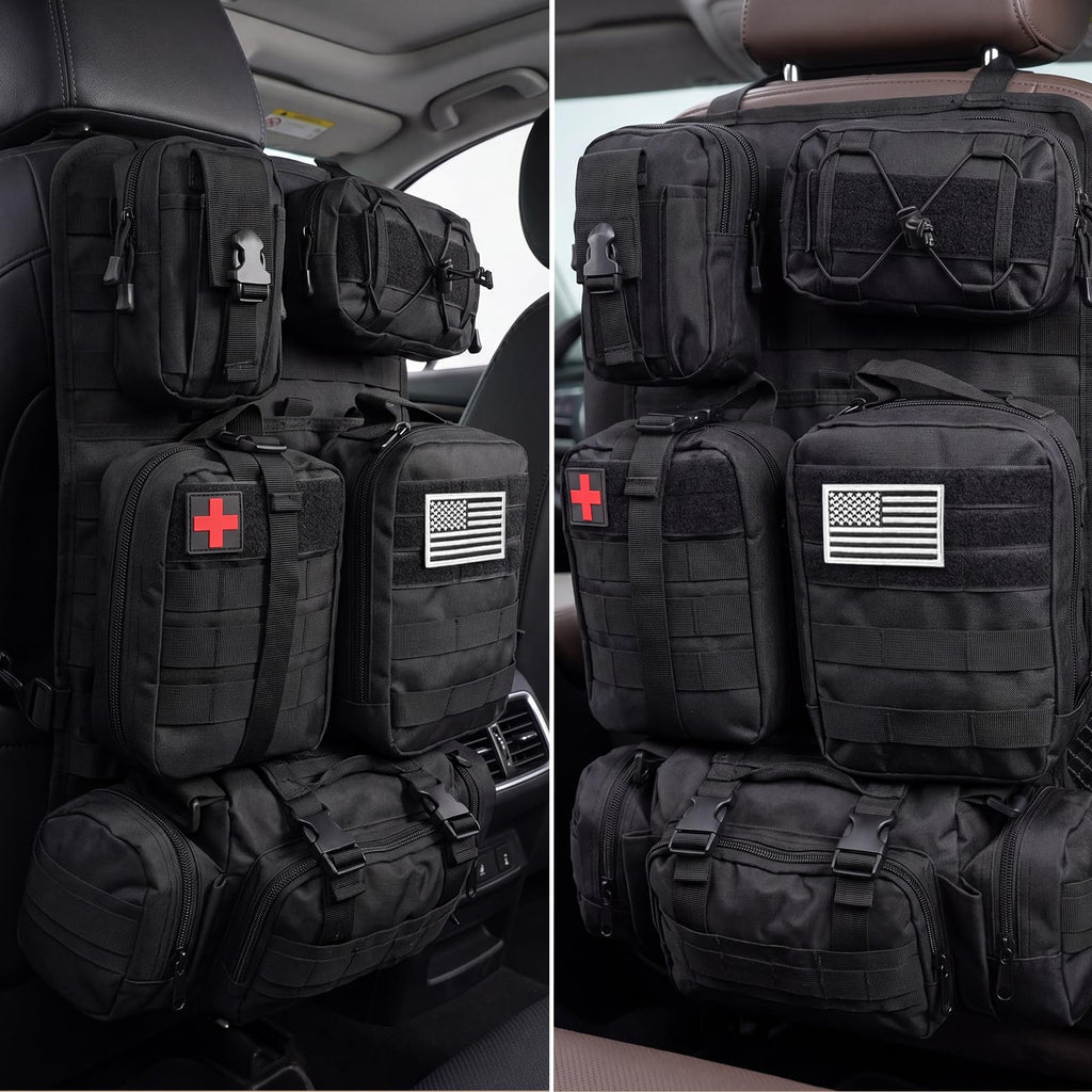 Tactical MOLLE Seat Back Organizer with Detachable Storage Pouches