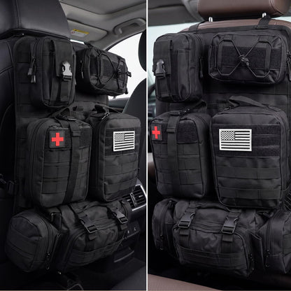 Tactical MOLLE Seat Back Organizer with Detachable Storage Pouches