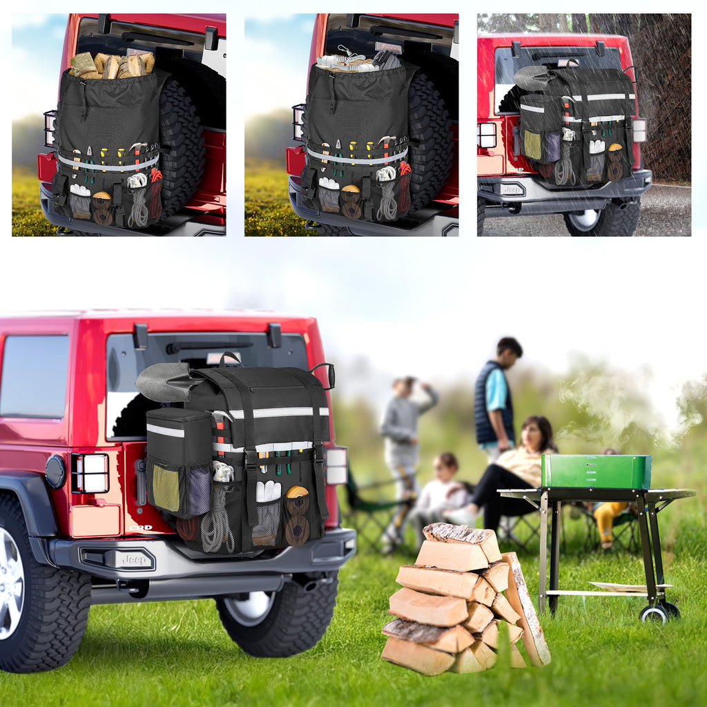 Marscamd Spare Tire Trash Bag with a Car Trash Can, Black