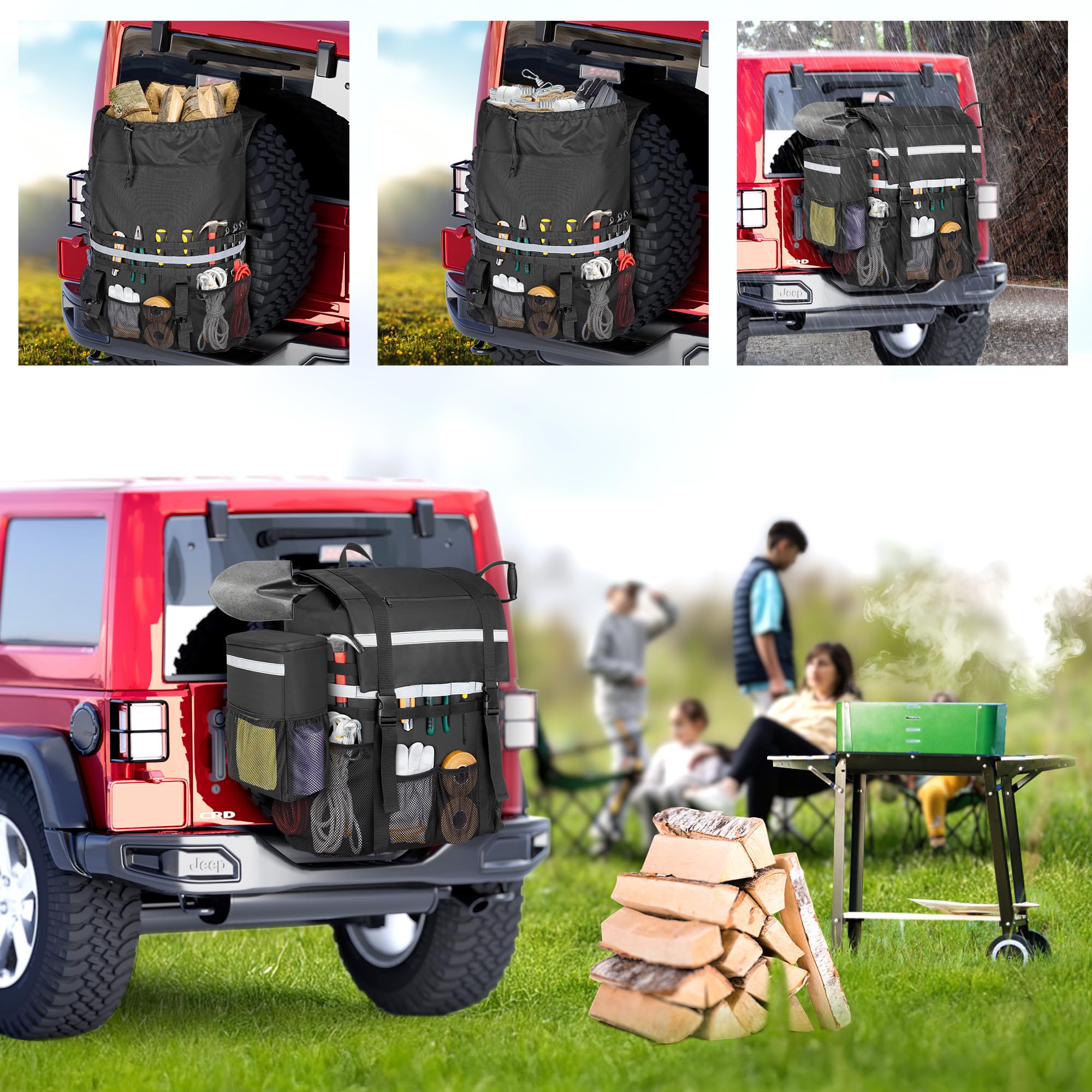 Marscamd Spare Tire Trash Bag with a Car Trash Can, Black