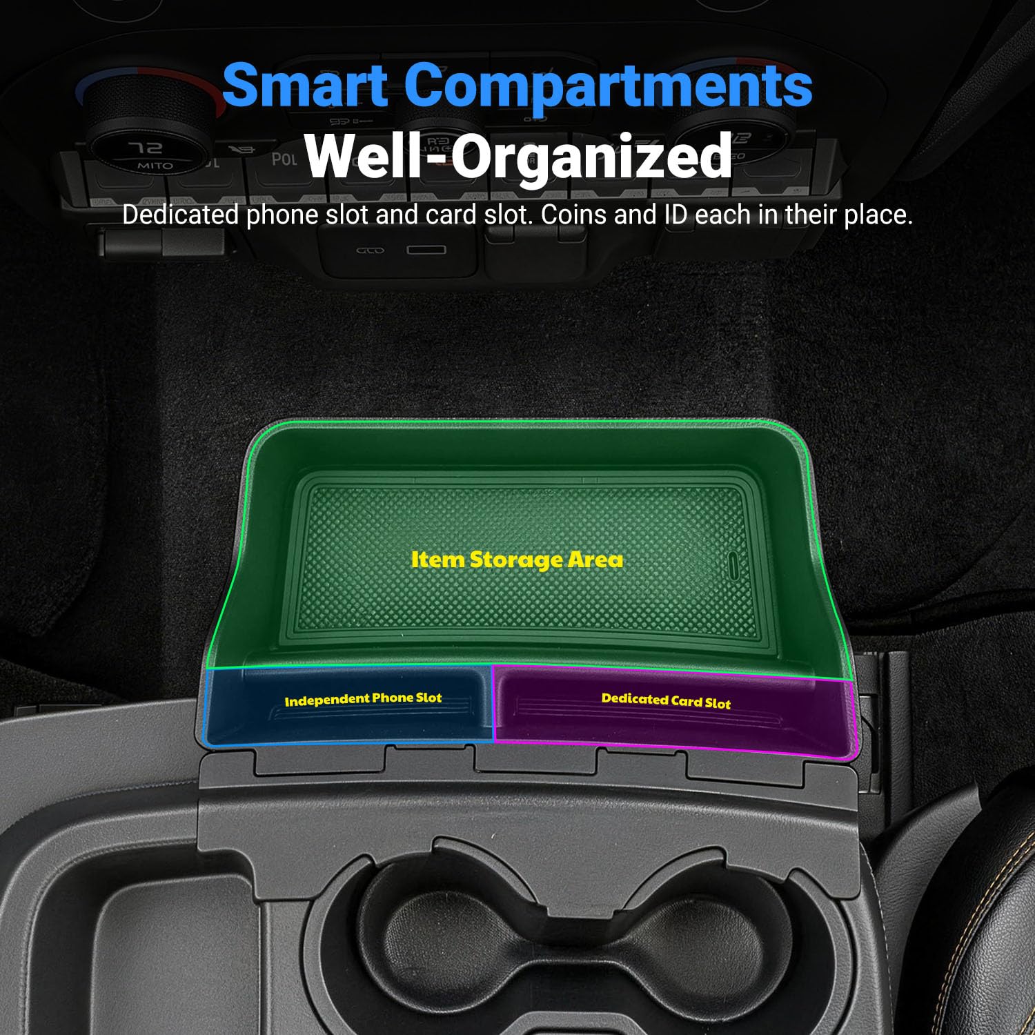 Custom Fit Hanging Center Console Organizer Tray