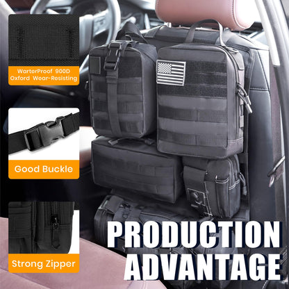 Tactical MOLLE Seat Back Organizer with Detachable Storage Pouches