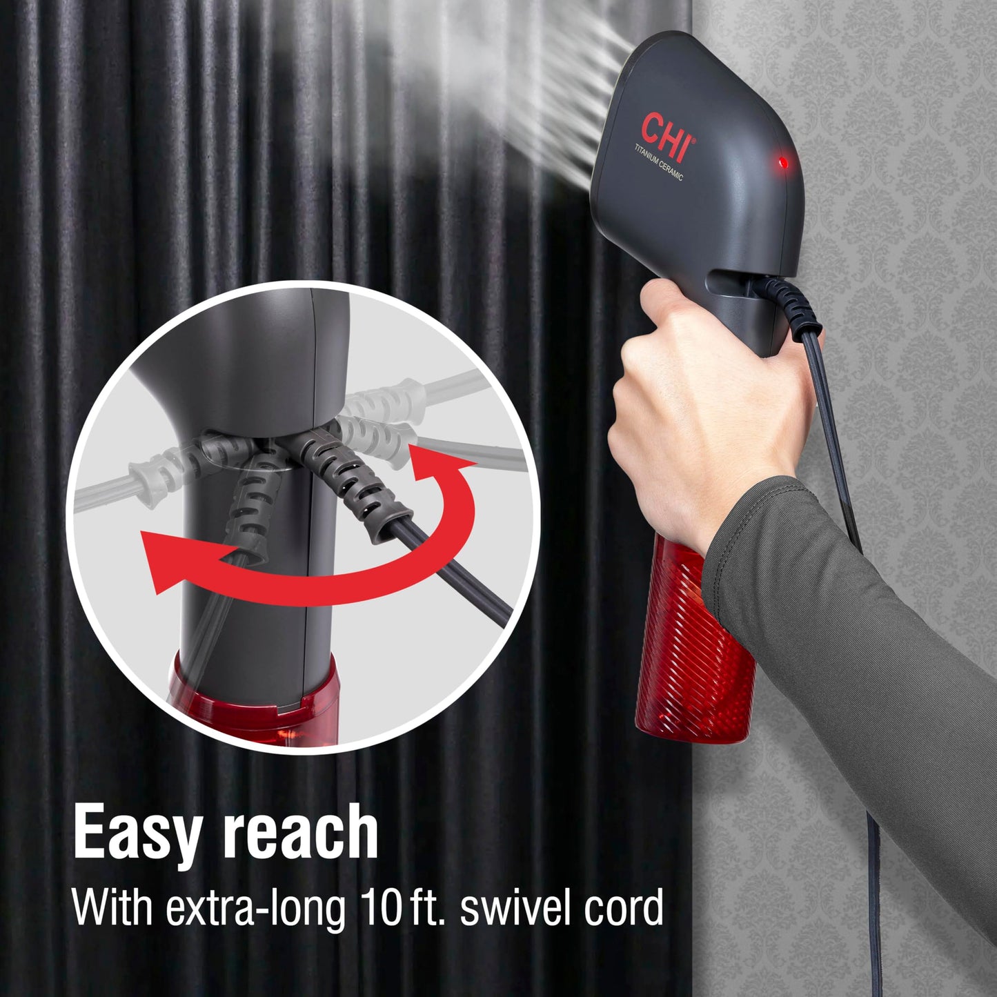 CHI Collapsible Travel 2-in-1 Handheld Garment Steamer & Steam Iron