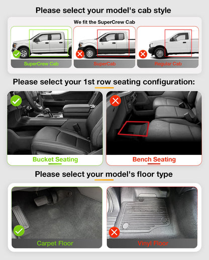 3W Floor mats fit for Ford f150 and Expedition max and Maverick