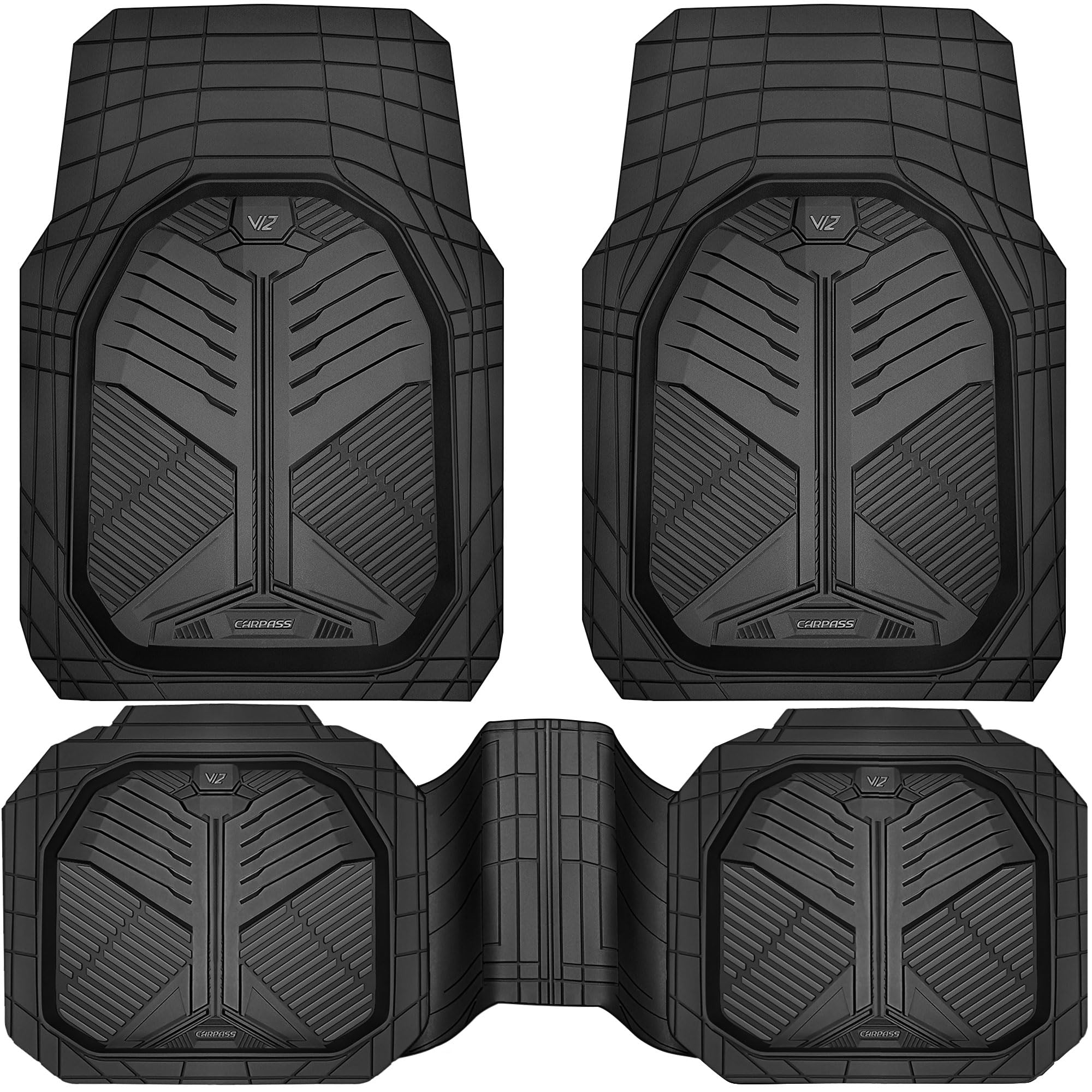 CAR PASS Heavy Duty Car Floor Mats, All Weather Car Mats Full Set