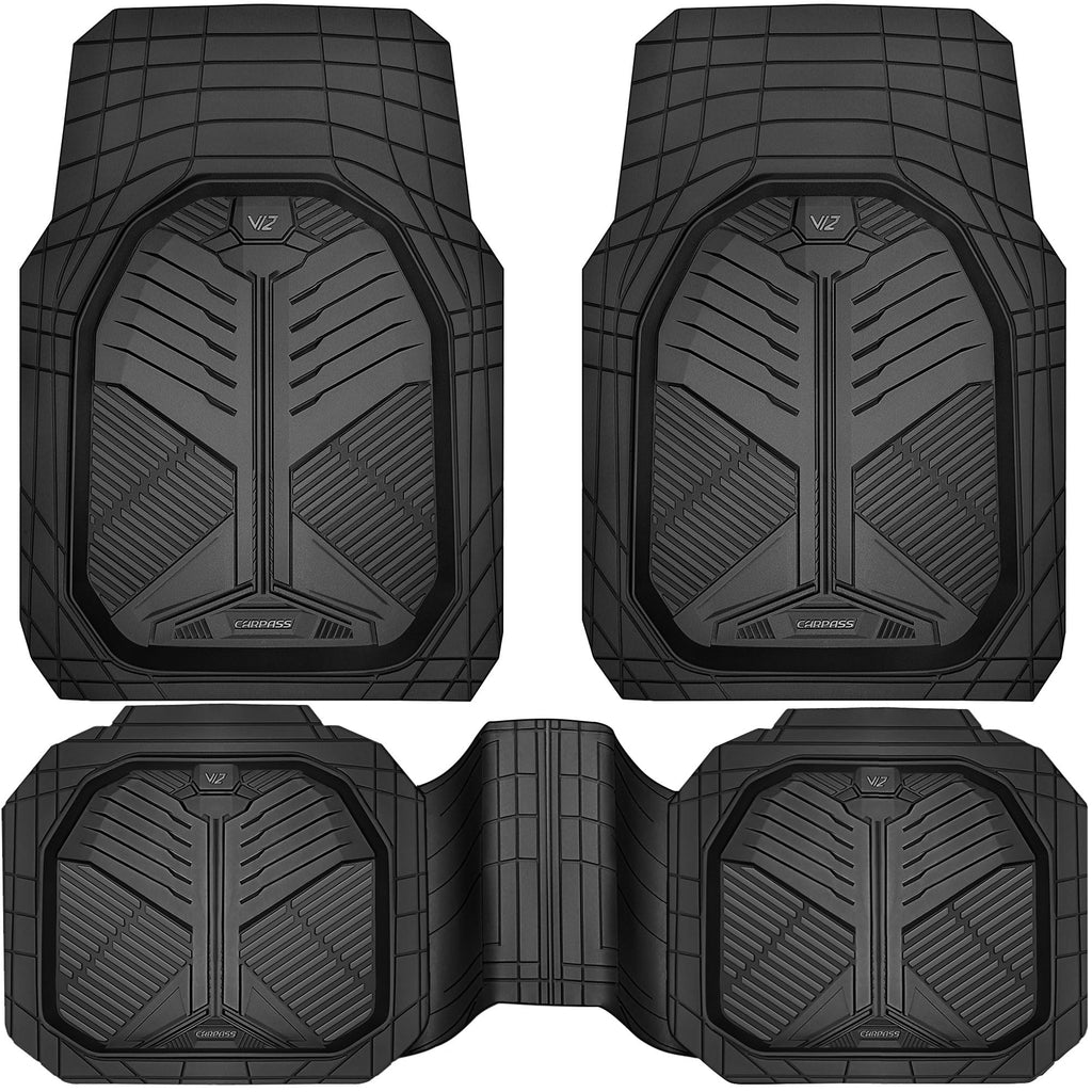 CAR PASS Heavy Duty Car Floor Mats, All Weather Car Mats Full Set