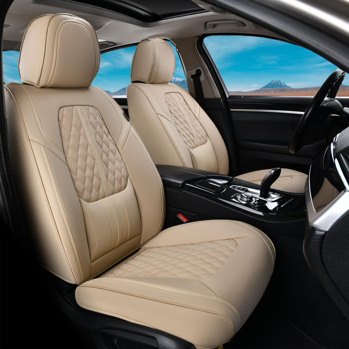 Premium Faux Leather Waterproof Car Seat Covers Full Set