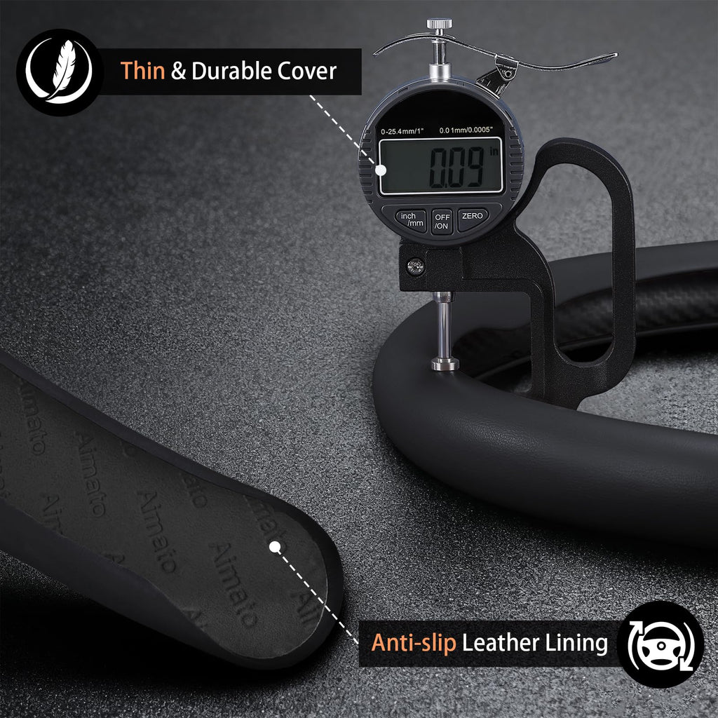 Custom Fit Non-Slip Leather Steering Wheel Cover for Cars