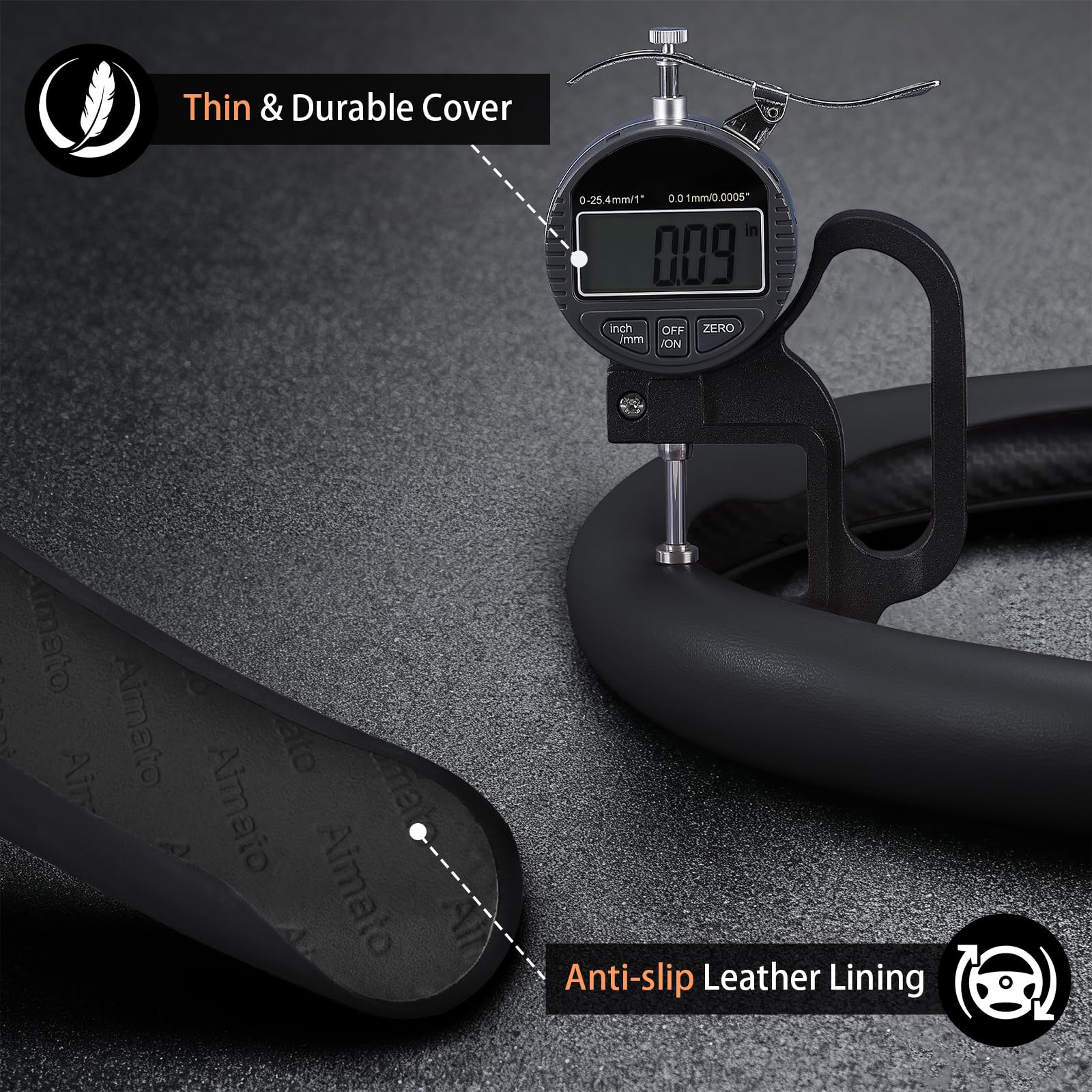 Custom Fit Non-Slip Leather Steering Wheel Cover for Cars