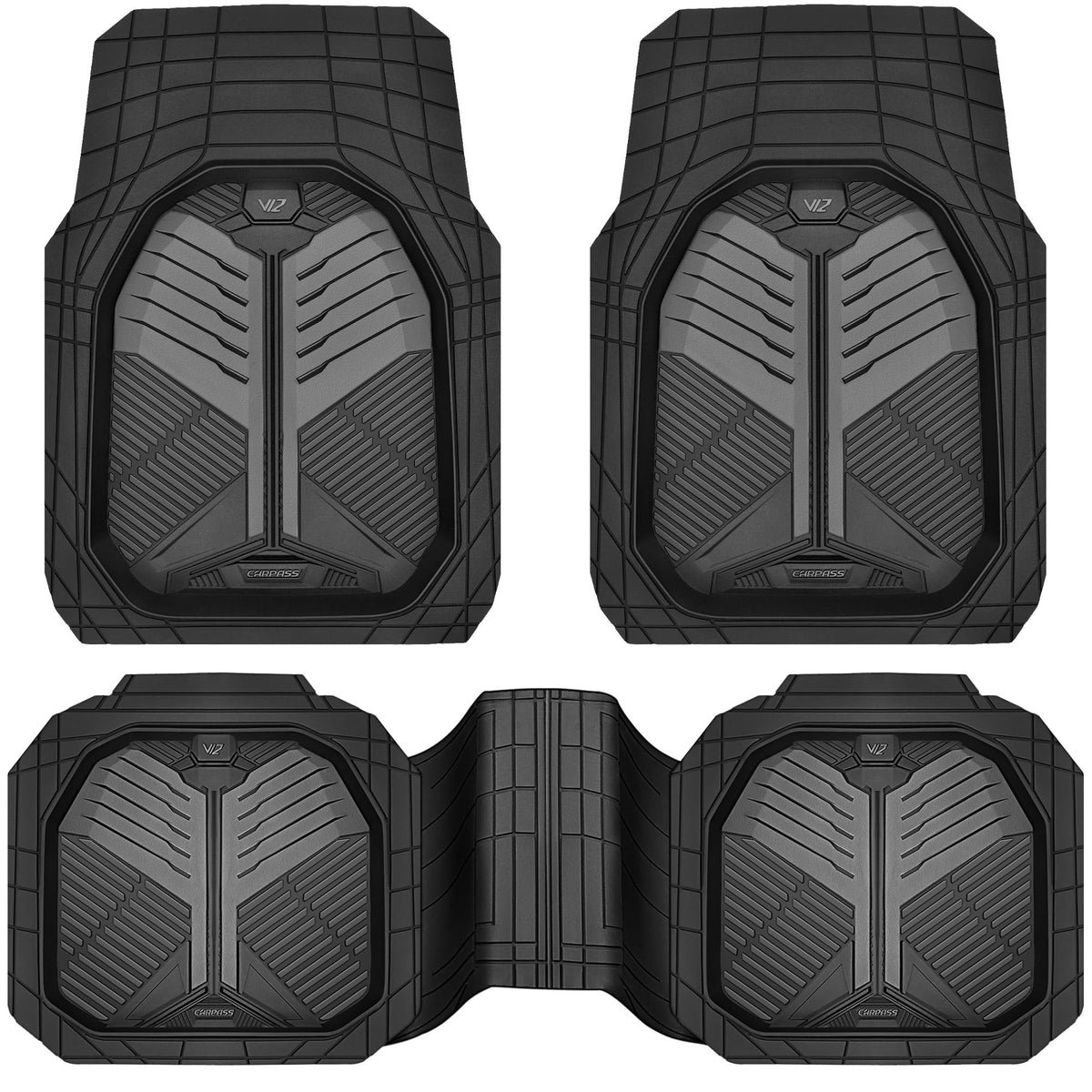 CAR PASS Heavy Duty Car Floor Mats, All Weather Car Mats Full Set