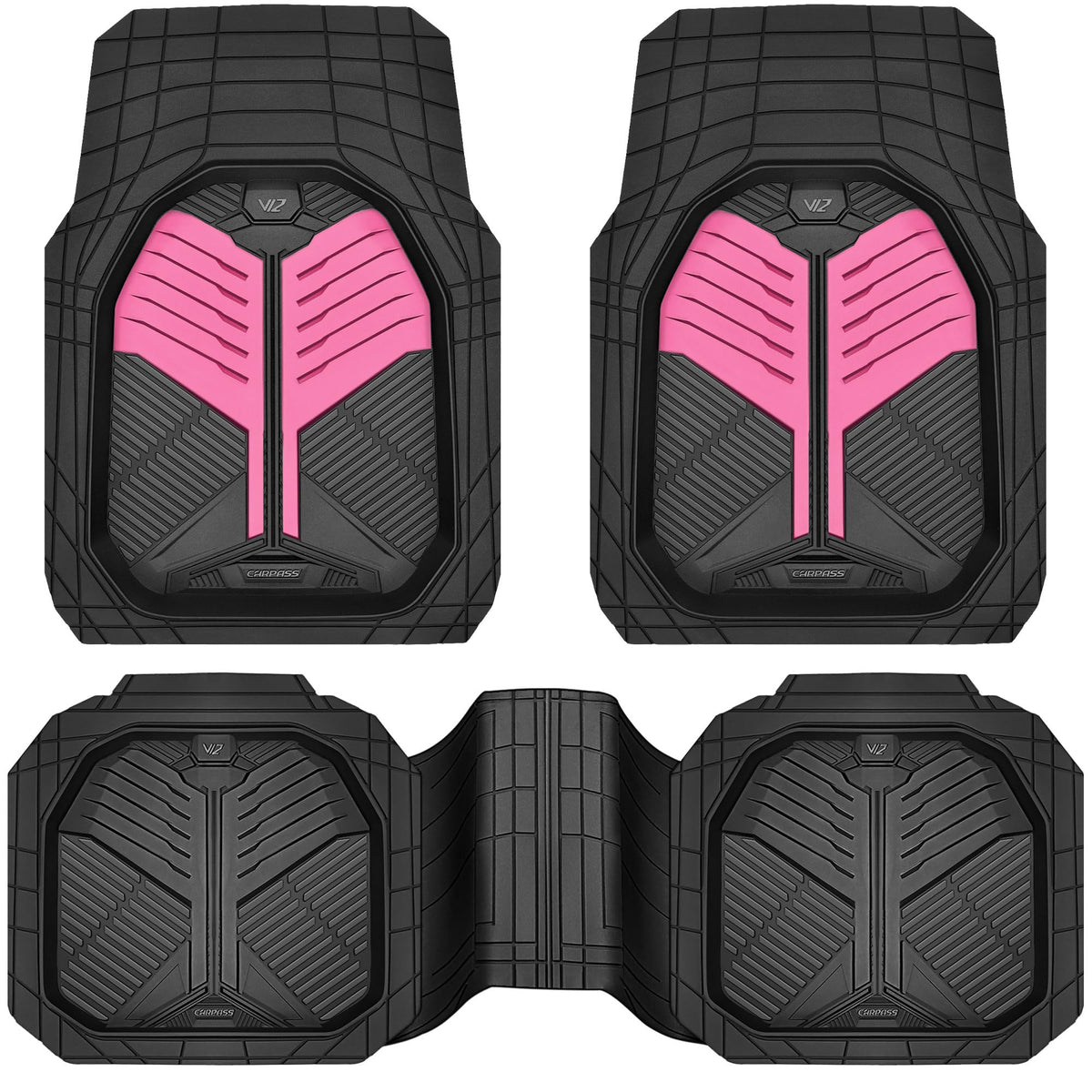 CAR PASS Heavy Duty Car Floor Mats, All Weather Car Mats Full Set