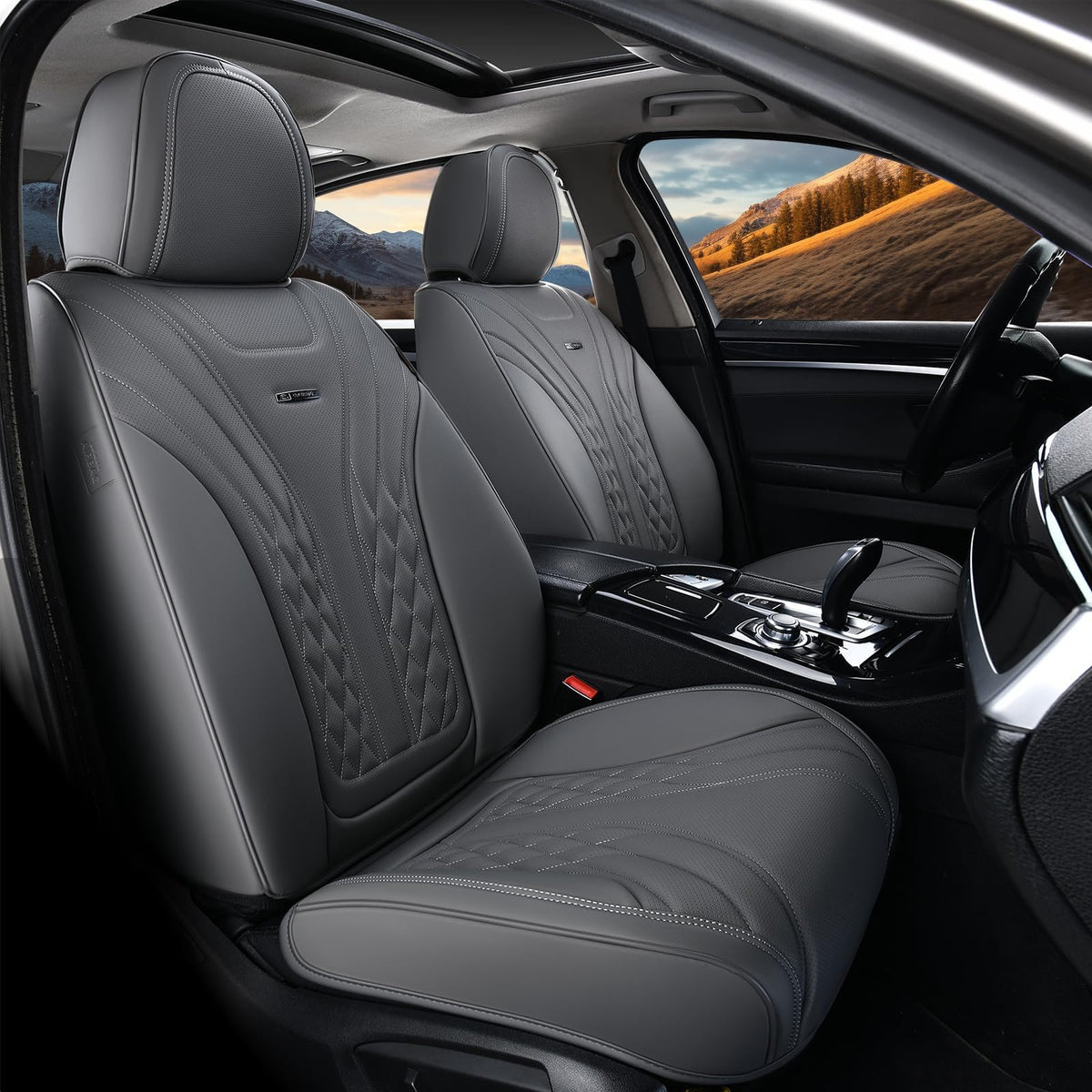 Premium Faux Leather Waterproof Car Seat Covers Full Set