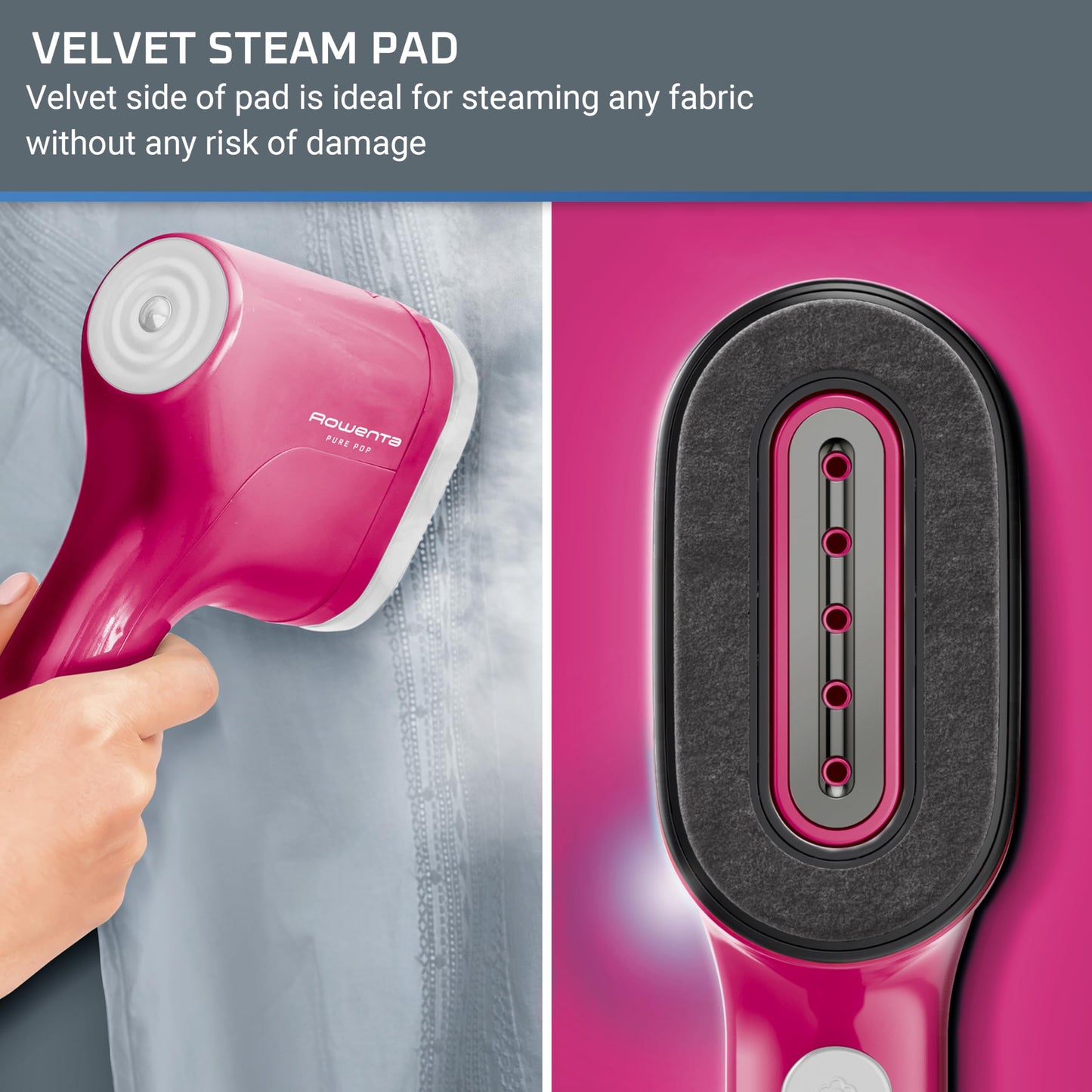 Portable Handheld Garment Steamer with Reversible Lint Remover Pad