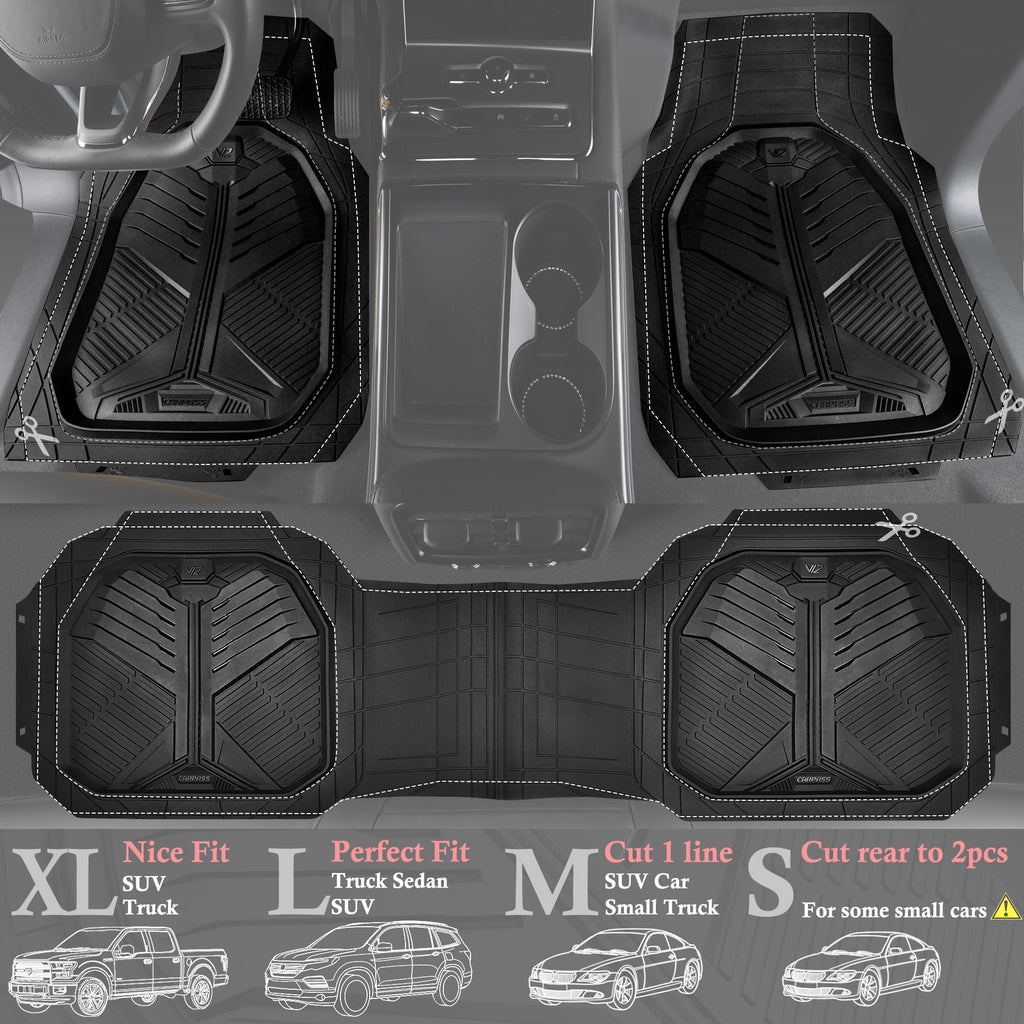 CAR PASS Heavy Duty Car Floor Mats, All Weather Car Mats Full Set