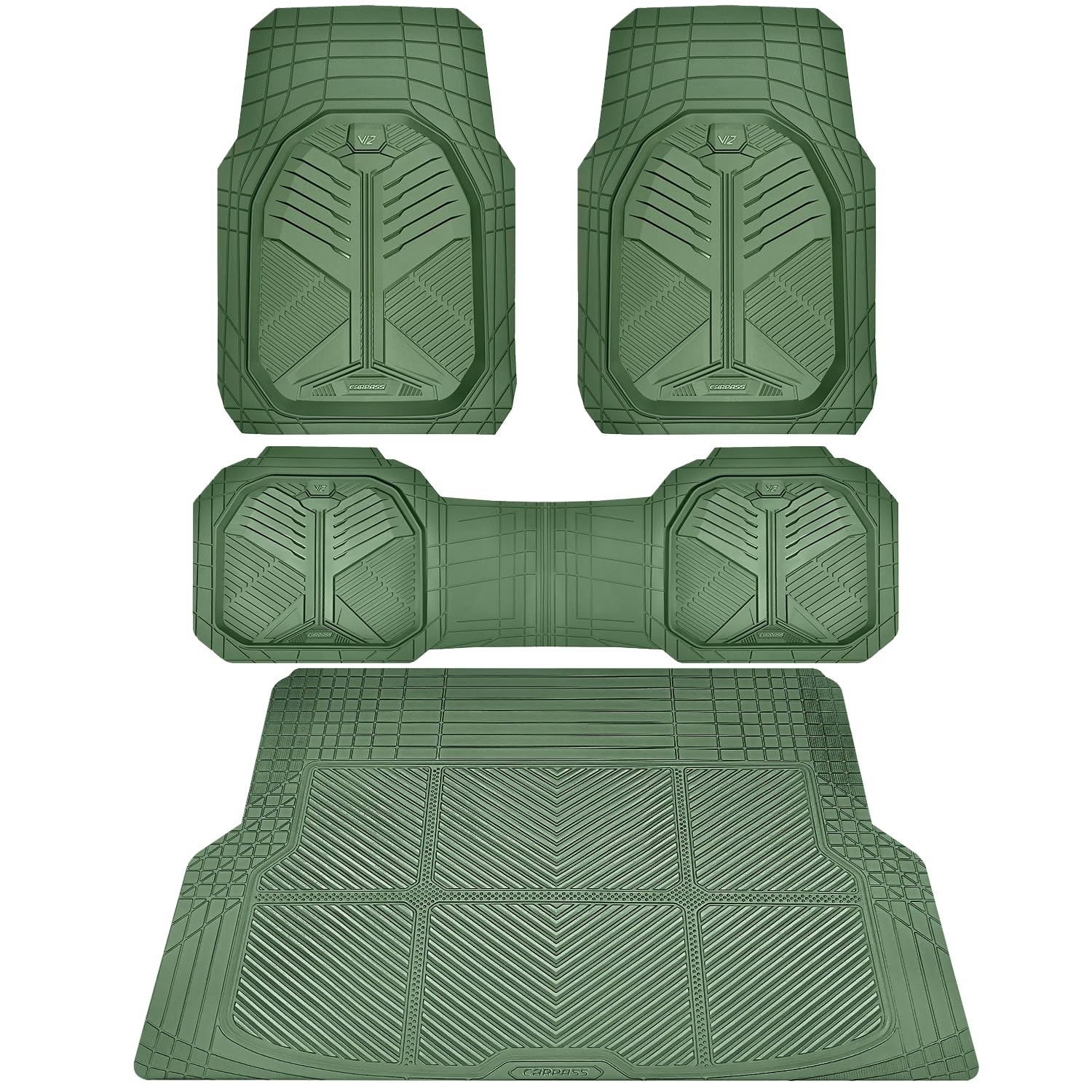 CAR PASS Heavy Duty Car Floor Mats, All Weather Car Mats Full Set