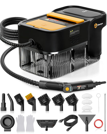 Gautye Steam Cleaner, 3 Level Adjustable Handle with 18 Accessories