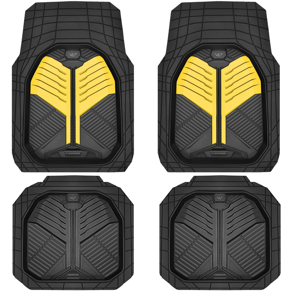 CAR PASS Heavy Duty Car Floor Mats, All Weather Car Mats Full Set