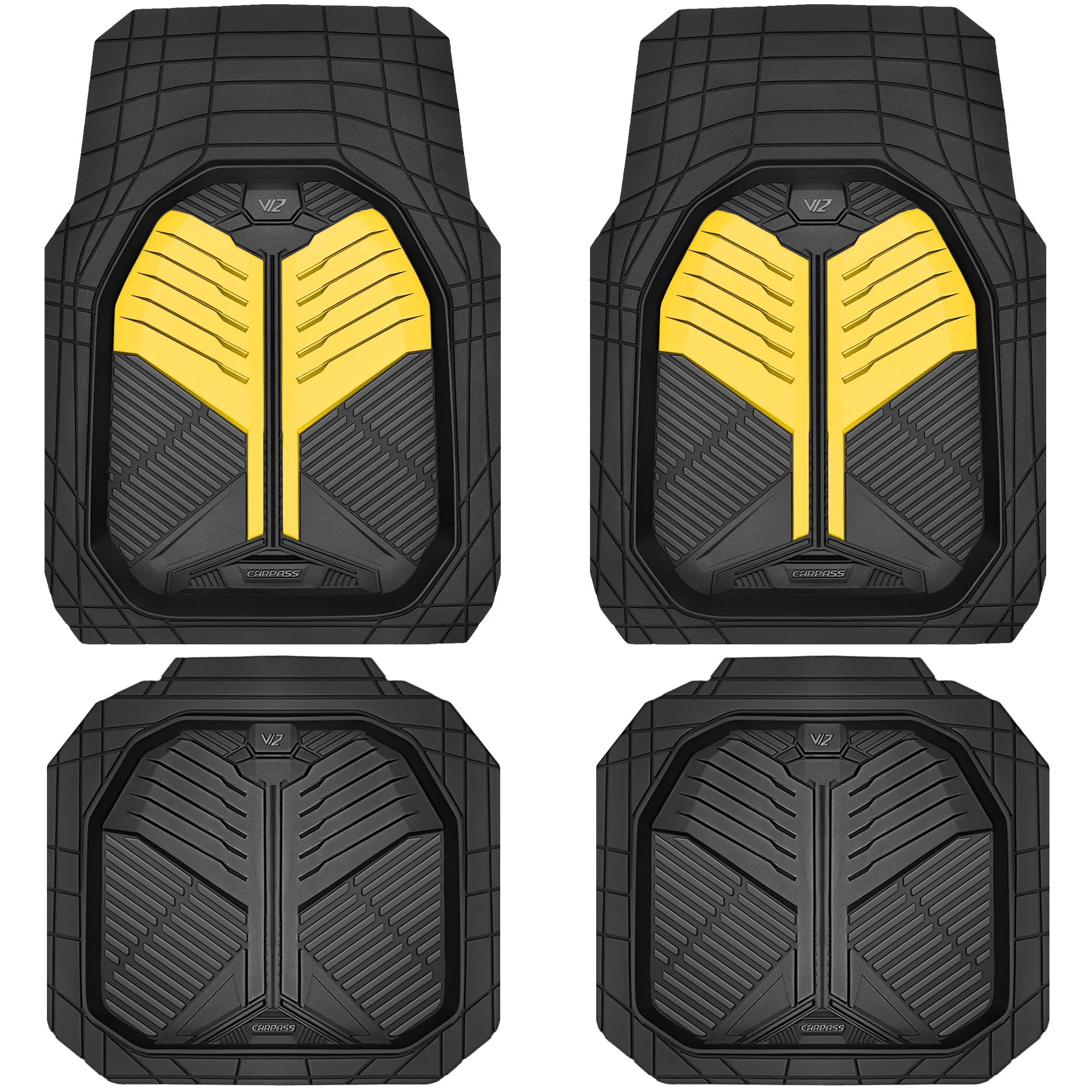 CAR PASS Heavy Duty Car Floor Mats, All Weather Car Mats Full Set
