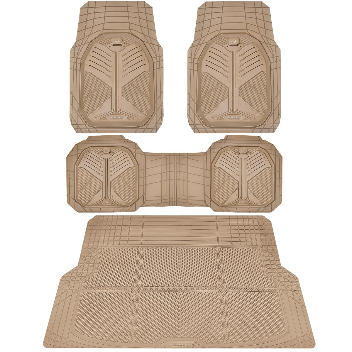 CAR PASS Heavy Duty Car Floor Mats, All Weather Car Mats Full Set