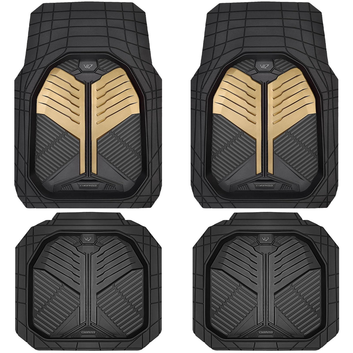 CAR PASS Heavy Duty Car Floor Mats, All Weather Car Mats Full Set