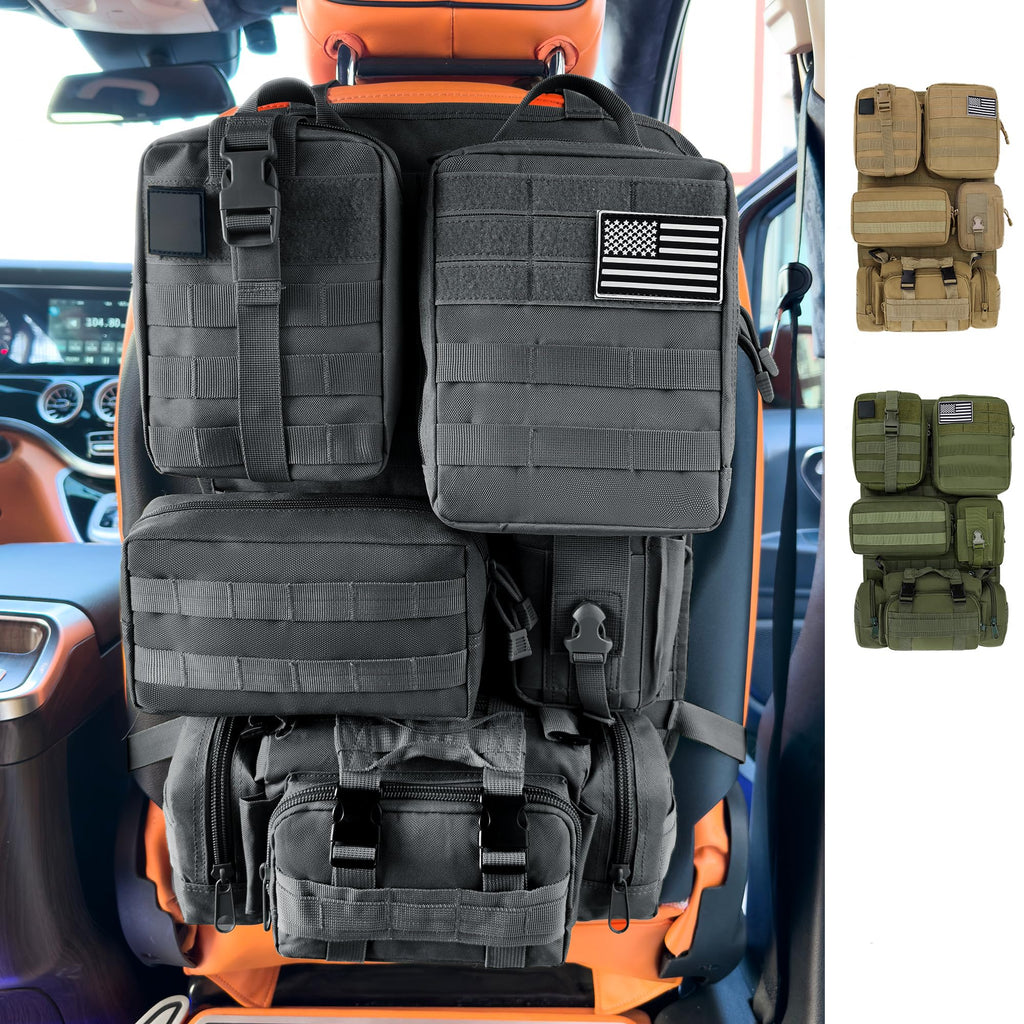 Tactical MOLLE Seat Back Organizer with Detachable Storage Pouches