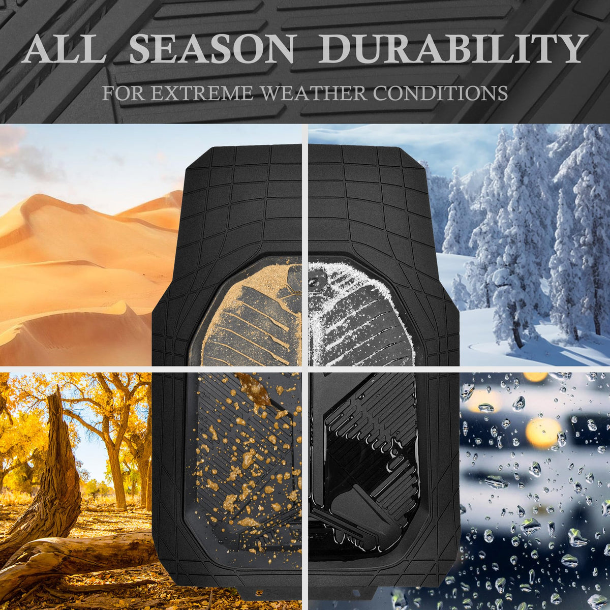 CAR PASS Heavy Duty Car Floor Mats, All Weather Car Mats Full Set