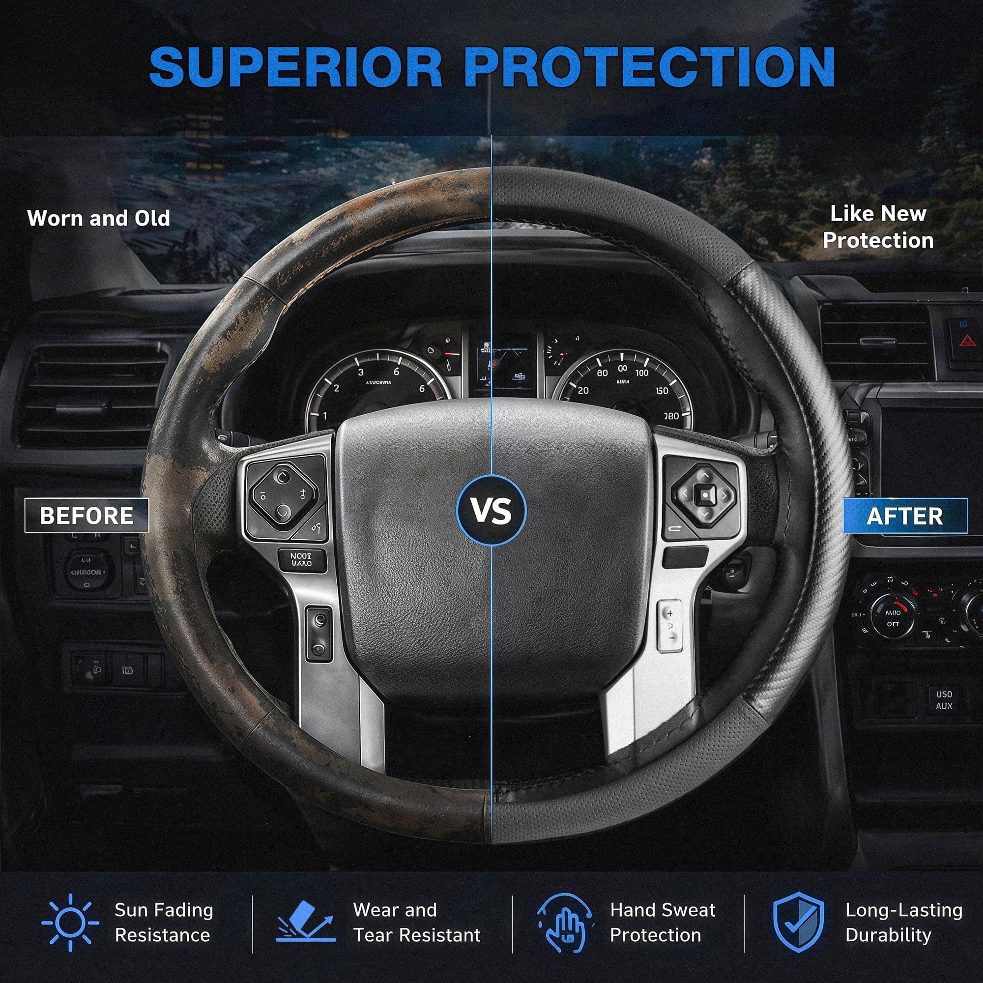 Steering Wheel Cover for Toyota 4Runner, Tacoma, Tundra, Sequoia