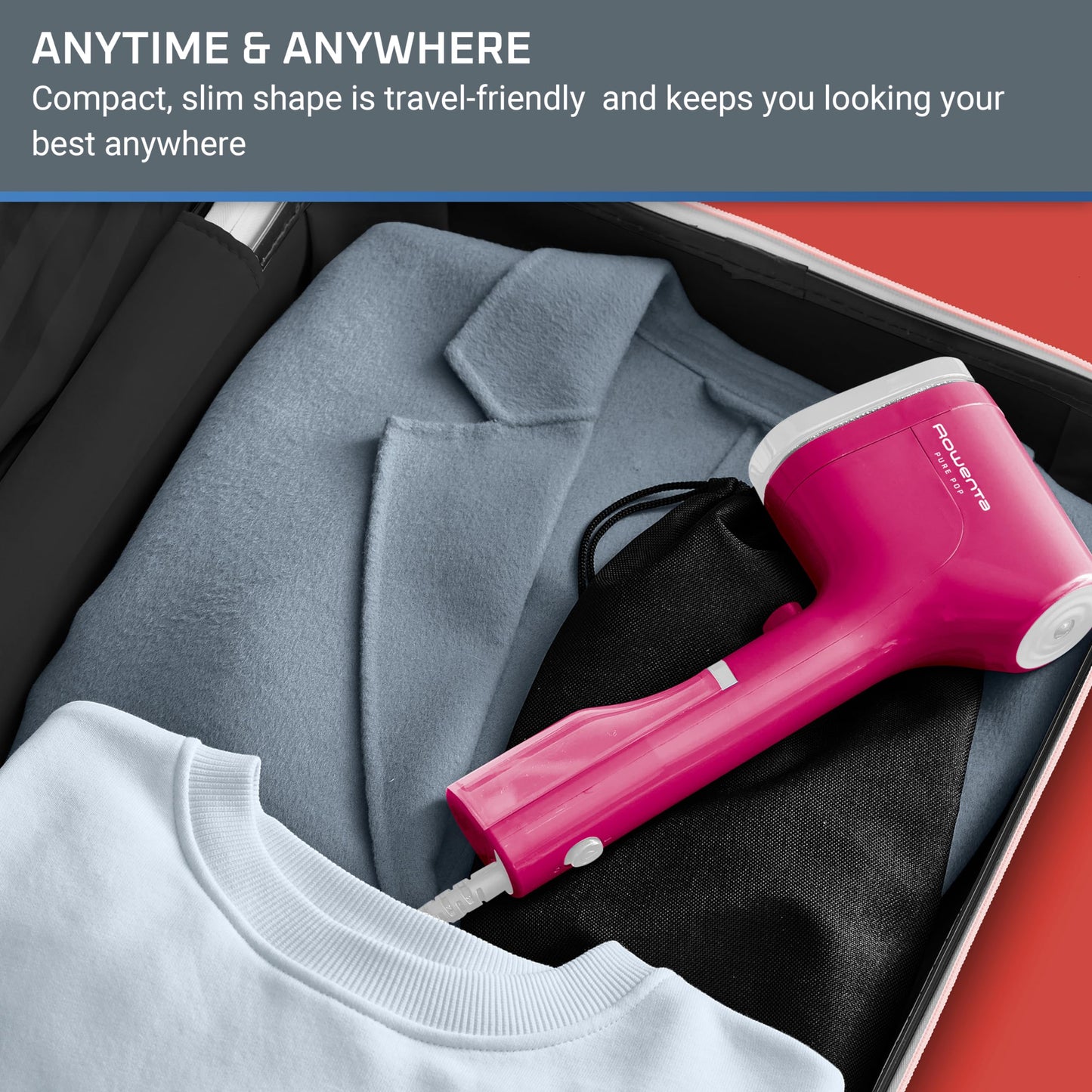 Portable Handheld Garment Steamer with Reversible Lint Remover Pad