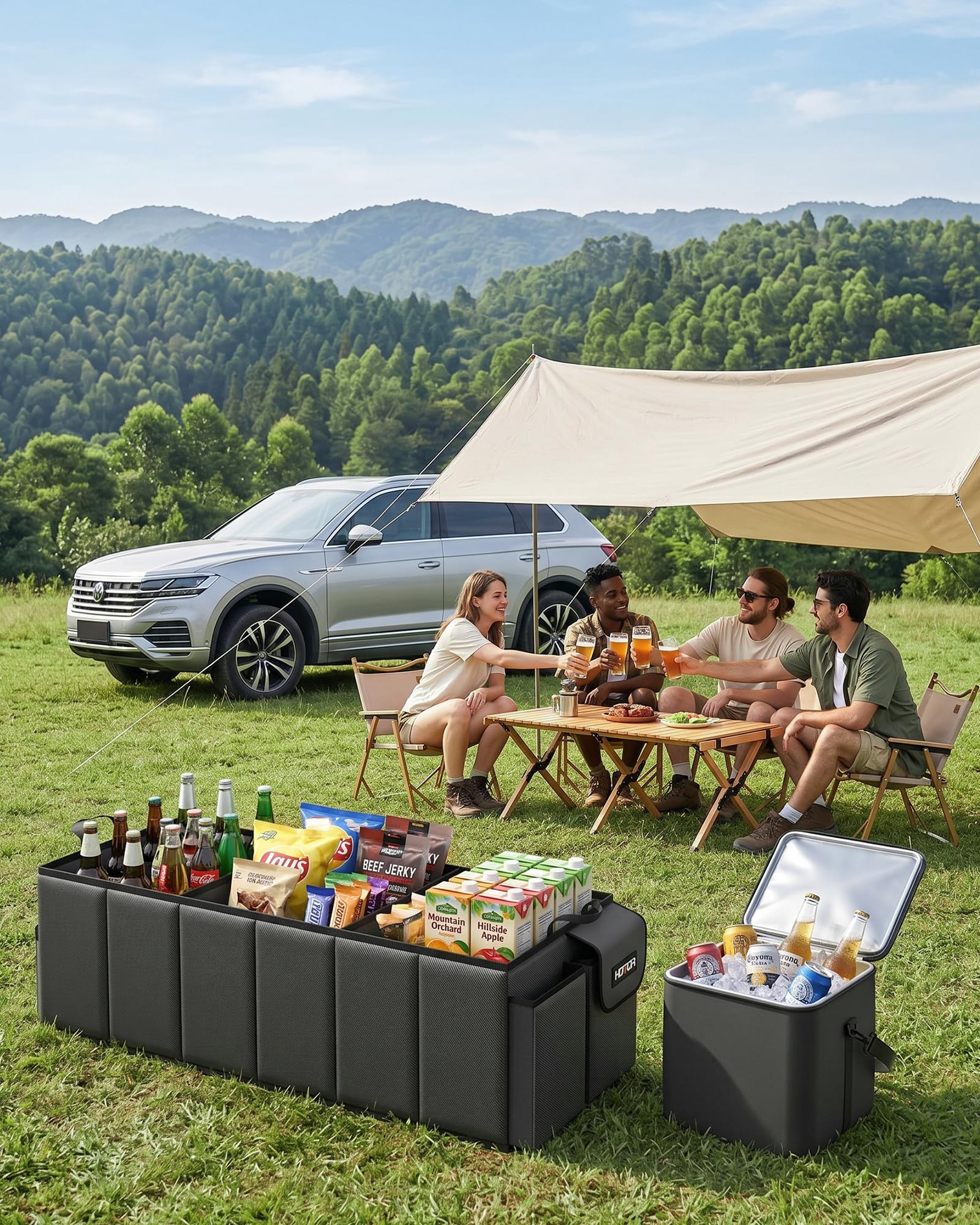 Foldable Trunk Organizer with Removable Cooler Storage